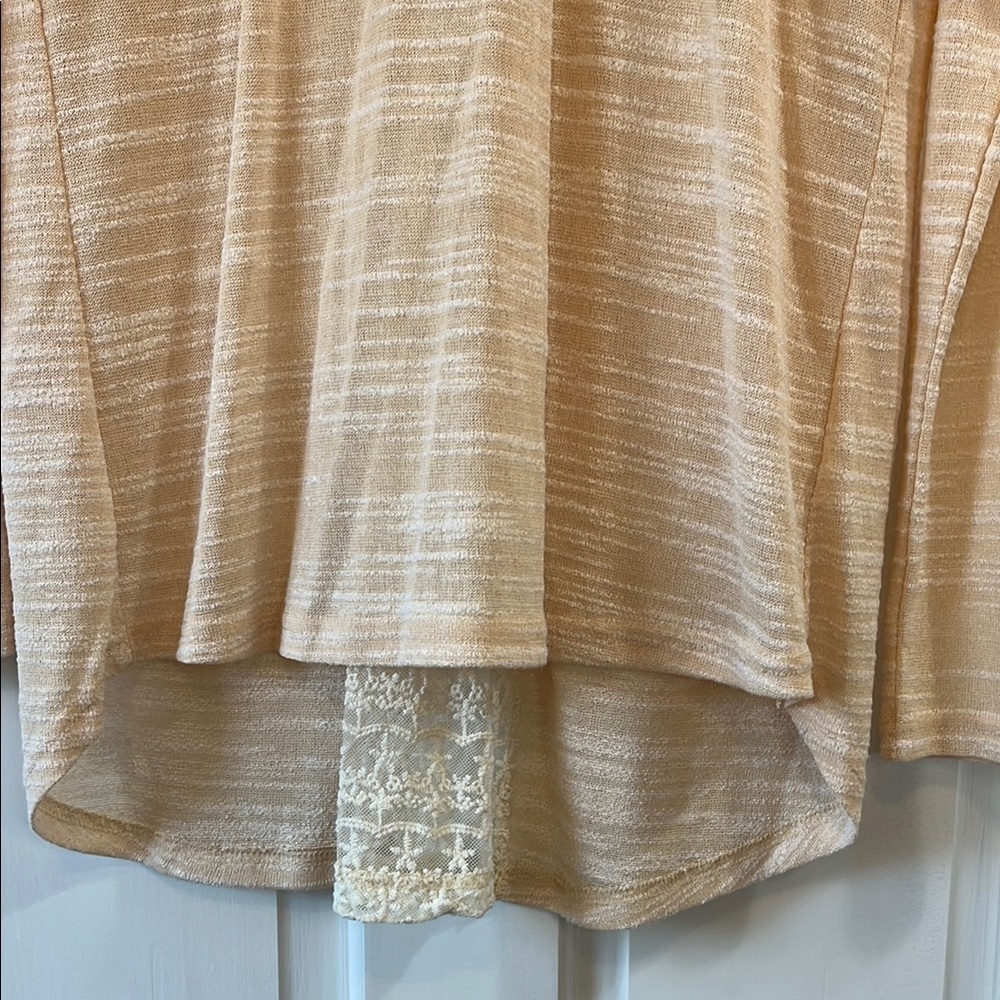 Anthropologie Hazel Peach Cream Lace Insert Bow Tie Back Blouse - Size XS - Picture 8 of 15
